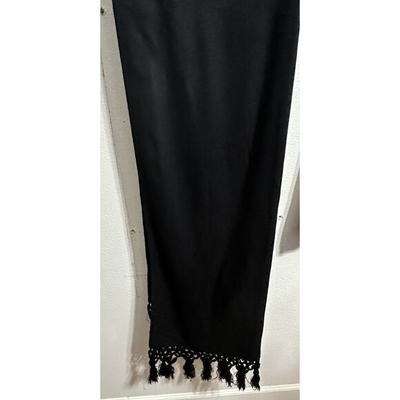 Beautiful Black Shawl Crochet Fringe 84”x 30” Good Condition # 621 - Picture 1 of 3